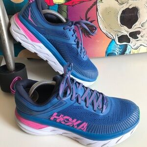 Hoka One One Women’s BONDI 7 Vallarta Blue Phlox Pink Size 6.5